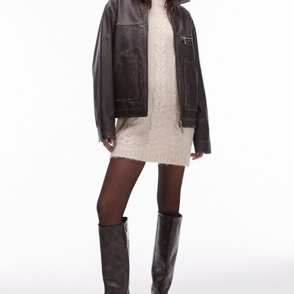 Alpaca lana wool Oversized Heavy Knitted Long Sweater Dress in Cream - Picture 5 of 8